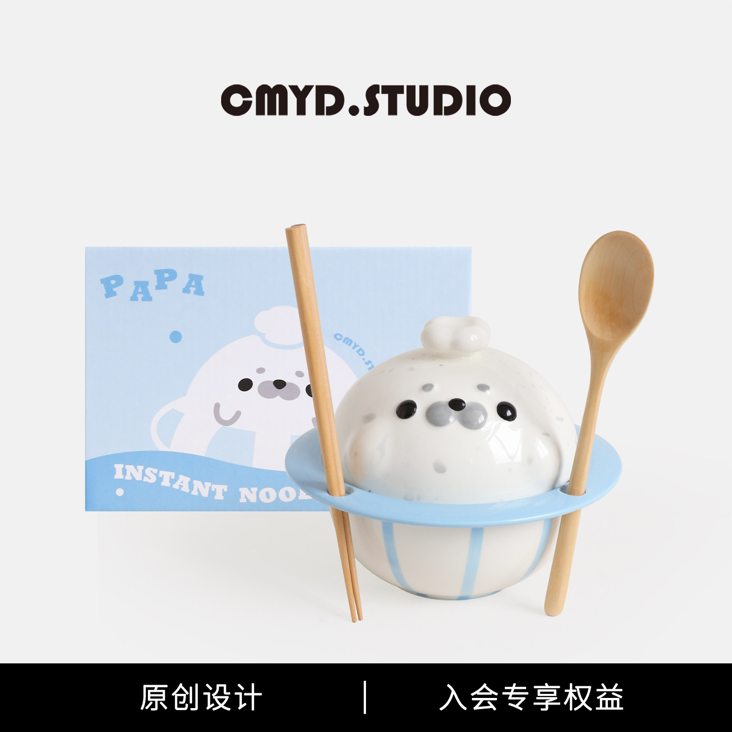 Оригинальная миска для лапши быстрого приготовления papa seal CMYD, милая высококачественная керамическая миска с бытовой посудой donburi, подарок на день рождения