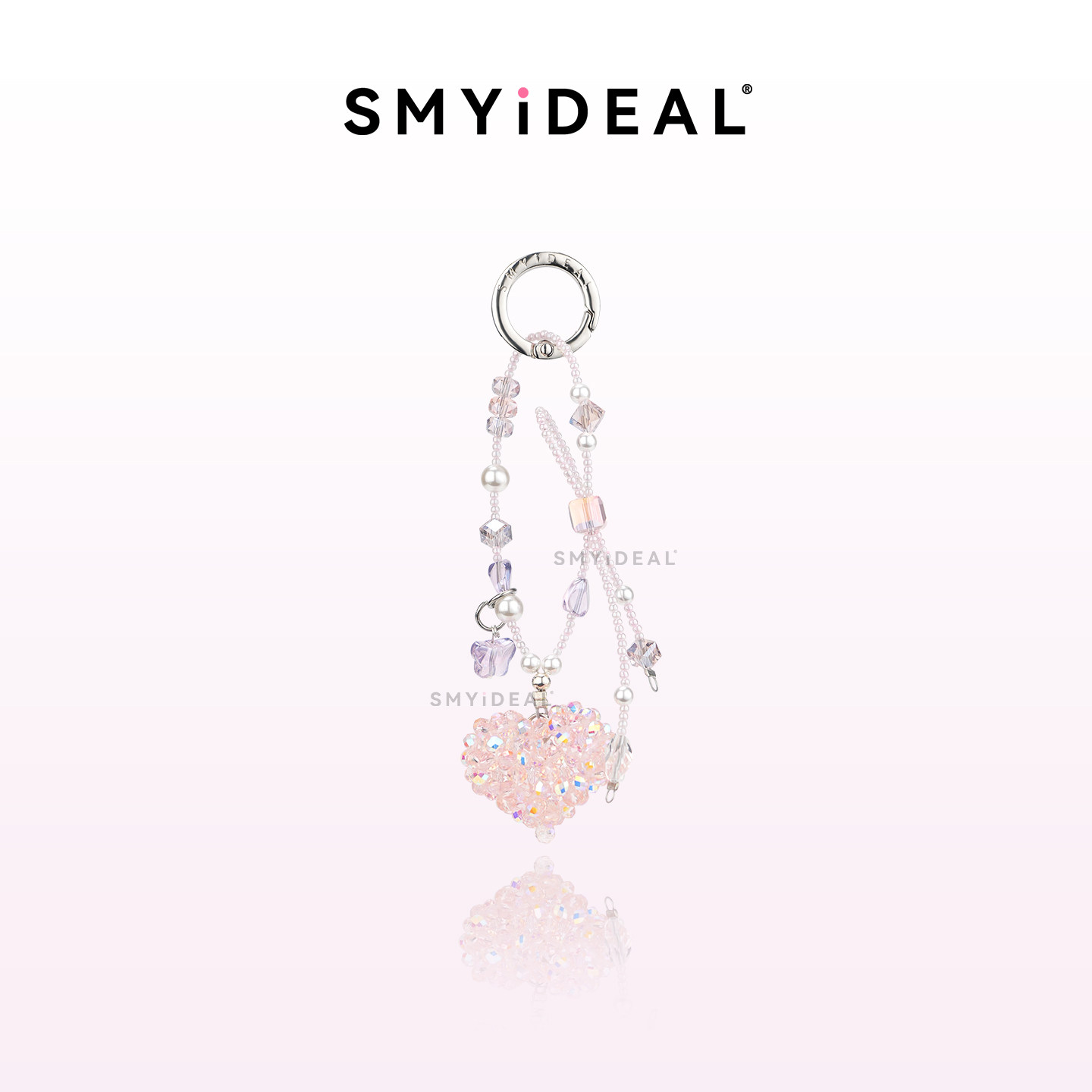 SMYIDEAL light pink "Heartfelt Thoughts" phone charm, keychain, super beautiful and unique women's style, 2026 new crystal ins style, exquisite original design, high-end feel, limited edition, light luxury.