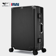 Nine year old store suitcase, seven wolf men's aluminum frame trolley box, 20 inch 24 boarding password box, female large capacity leather travel box