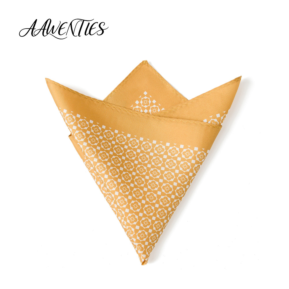 Warm-toned geometric pattern men's business silk pocket square, suit shirt chest handkerchief, small square scarf, fashionable and versatile.