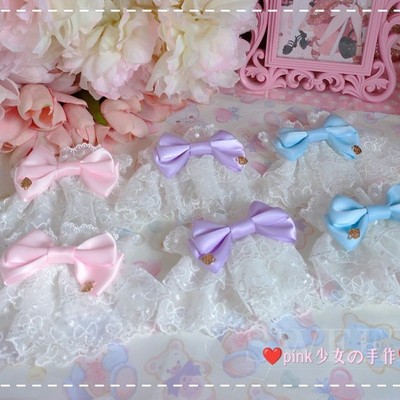 taobao agent 原创手作 lolita白色蝴蝶结爱心蕾丝双层手袖 甜系手袖
