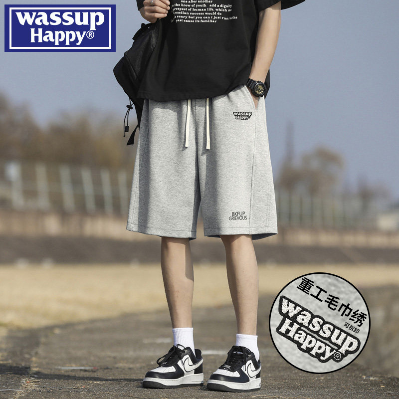спортивные шорты wassup happy, мужские летние тонкие модные брендовые свободные брюки, молодежные повседневные брюки с пятью точками
