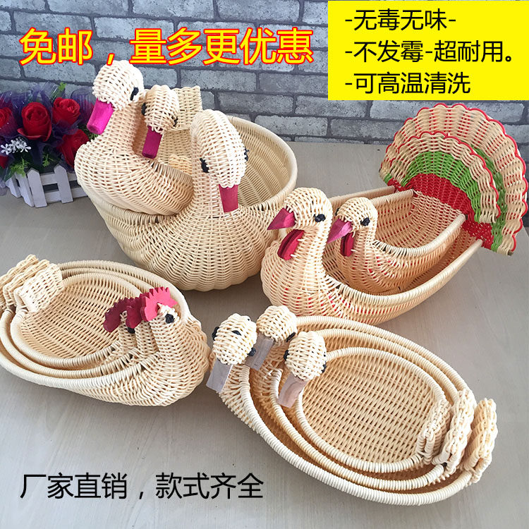 Креативная имитация корзины из ротанга, коробка для хранения конфет, закусок, корзина для фруктов, хлебная корзина, выпечка, витрина супермаркета из ротанга, бесплатная доставка