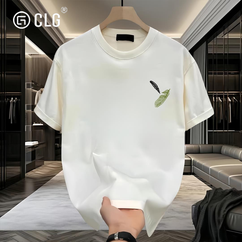 Гонконгская брендовая футболка CLG tide, простая футболка с короткими рукавами, мужская летняя тонкая свободная повседневная футболка из плотного хлопка с короткими рукавами и принтом