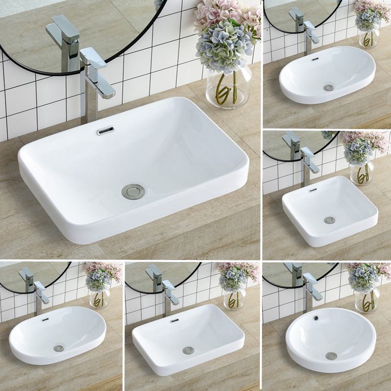 Квадратный умывальник из Тайчжуна, наполовину утопленный в раковину, бытовой керамический умывальник, встраиваемый над столешницей