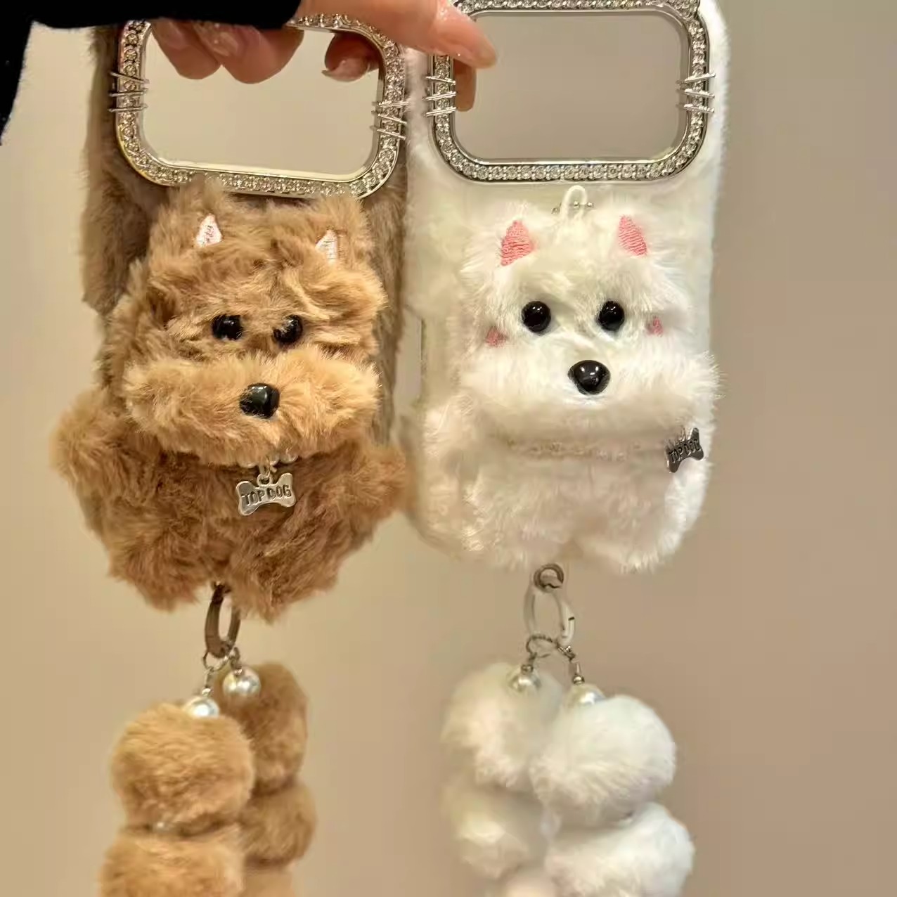 DEMIU Japan's cute and playful plush cat lens case for West Highland Apple iPhone 17 Pro Max and 18 Pro, 15-16 style, creative and quirky new drop-proof protective case.