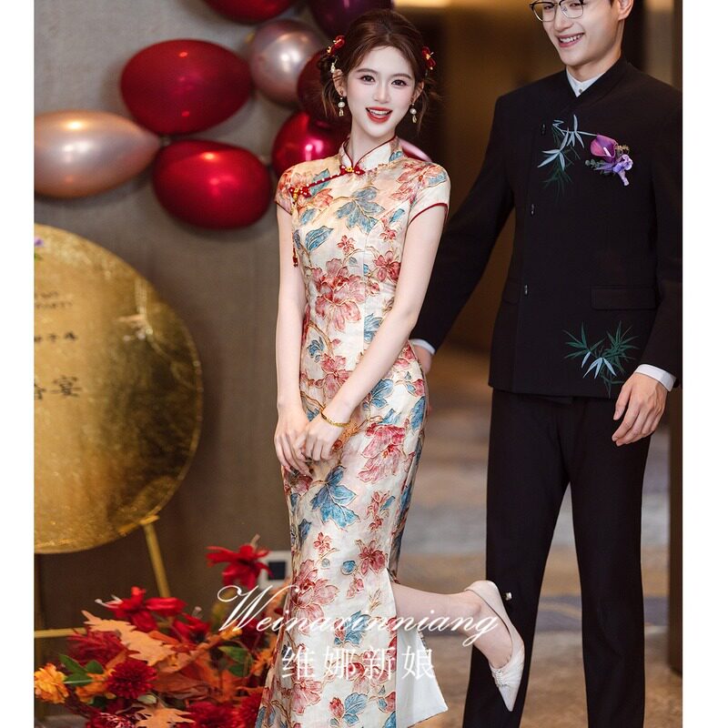 Улучшенное платье для тостов cheongsam - новое свадебное платье невесты с кисточками в китайском стиле, на которое обычно можно надеть платье-халат с черного хода