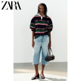 ZARA2026 ранняя осенняя новинка, женская рубашка ПОЛО свободного кроя с длинными рукавами и полосатой строчкой 6145110 330