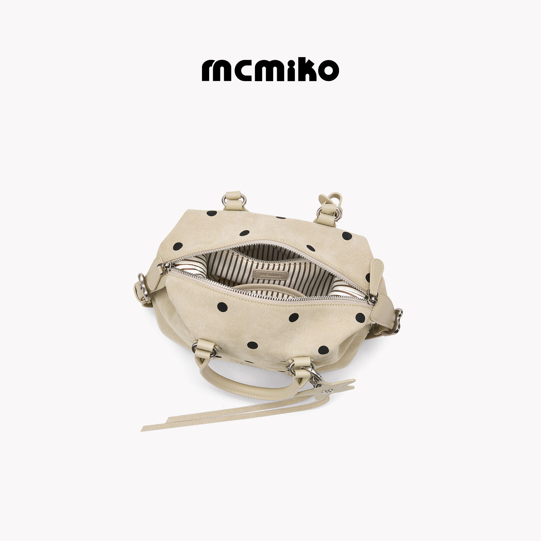 Mcmiko [В горошек*Бостон] Оригинальная маленькая сумка из замши в горошек, портативная маленькая сумка-мессенджер для поездок на работу