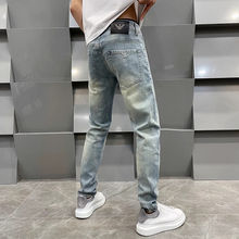 TVGX European High end Brand Retro Jeans for Men's 2024 Summer Slim Fit Small Feet Elastic Versatile Pants