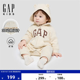 Gap infant/ новинка осени 2026 года, флисовый комбинезон с капюшоном и ушками медведя, цельный детский комбинезон 7BS623017