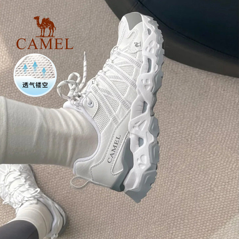 Camel Qingyan/ женская обувь; походная обувь; коллекция 2025 года; летняя новая сетчатая дышащая спортивная обувь на открытом воздухе; белые туфли; обувь для папы