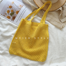 Hollow knit bag, artistic and leisure woven bag, tote bag