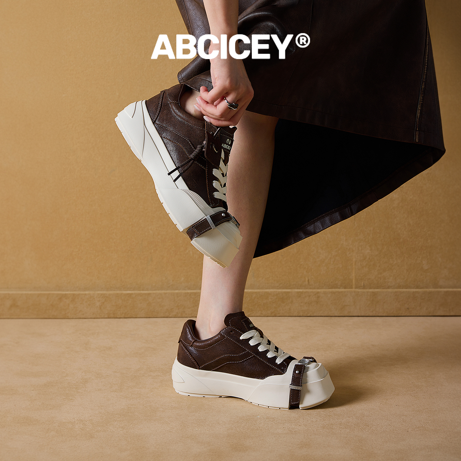 Обувь ABCICEY Gravity серии с квадратным носком, кожаные коричневые ремешки, масло-воск, потрескавшаяся воловья кожа, парусиновые туфли на увеличенной толстой подошве