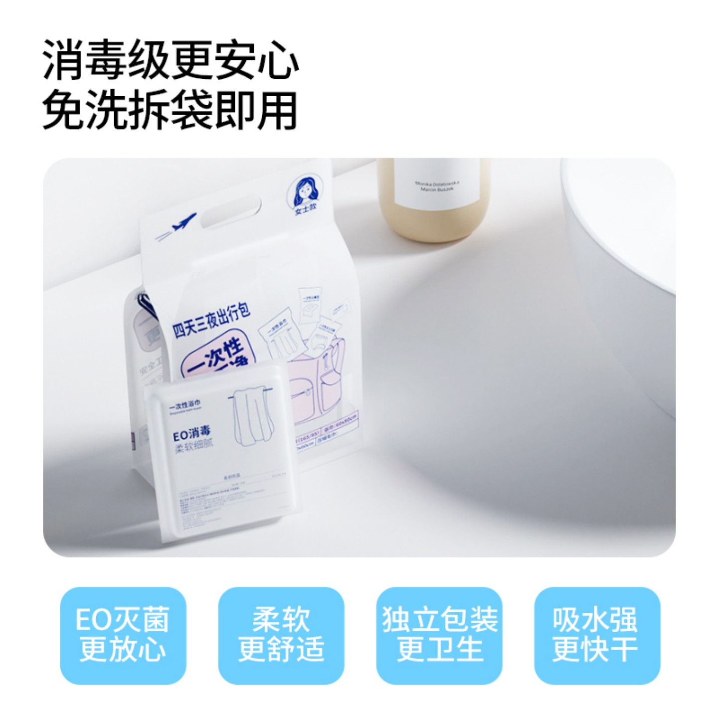 Дорожная сумка MINISO Mingchuang Премиум-класса, Одноразовые дорожные принадлежности, Набор для путешествий, Банное полотенце, Нижнее белье, Коврик для туалета