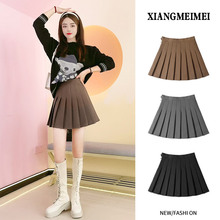 Pleated skirt for women in spring and autumn, black short skirt, large size, high waist, slim A-line skirt, small stature, chubby mm half length skirt