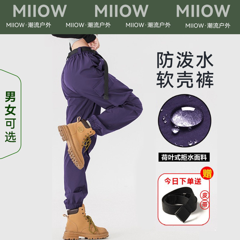 Женские осенне-зимние ветрозащитные и водонепроницаемые брюки Catman purple assault soft shell, а также бархатные маленькие уличные леггинсы, альпинистский комбинезон