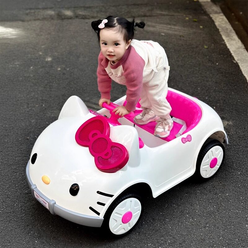 детский электромобиль hellokitty cat, способный садиться на людей, детский четырехколесный автомобиль, игрушечный автомобиль с дистанционным управлением для девочек, детский автомобиль