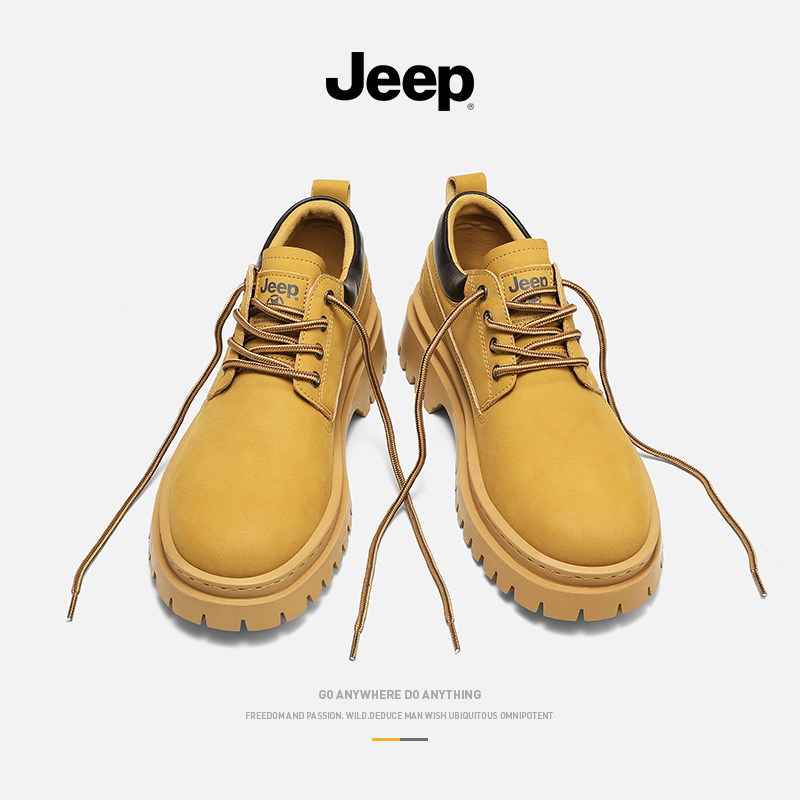 мужская обувь Jeep Jeep; новинка 2026 года; осенние ботинки Martin на толстой подошве с низким вырезом; мужские повседневные ботинки rhubarb в британском стиле; увеличенного размера