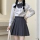 Dog short jk pleated skirt basic black gray skirt uniform suit cyan skirt womens large size unlined women