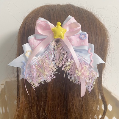 taobao agent 原创糖果色蝴蝶结边夹发饰可爱少女甜lo甜蜜庆典小物胸针粉蓝拍照