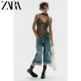 ZARA2026 ранняя осень, новые товары, женский шарф с V-образным вырезом, вышитый кружевной топ на подтяжках 5063813 802