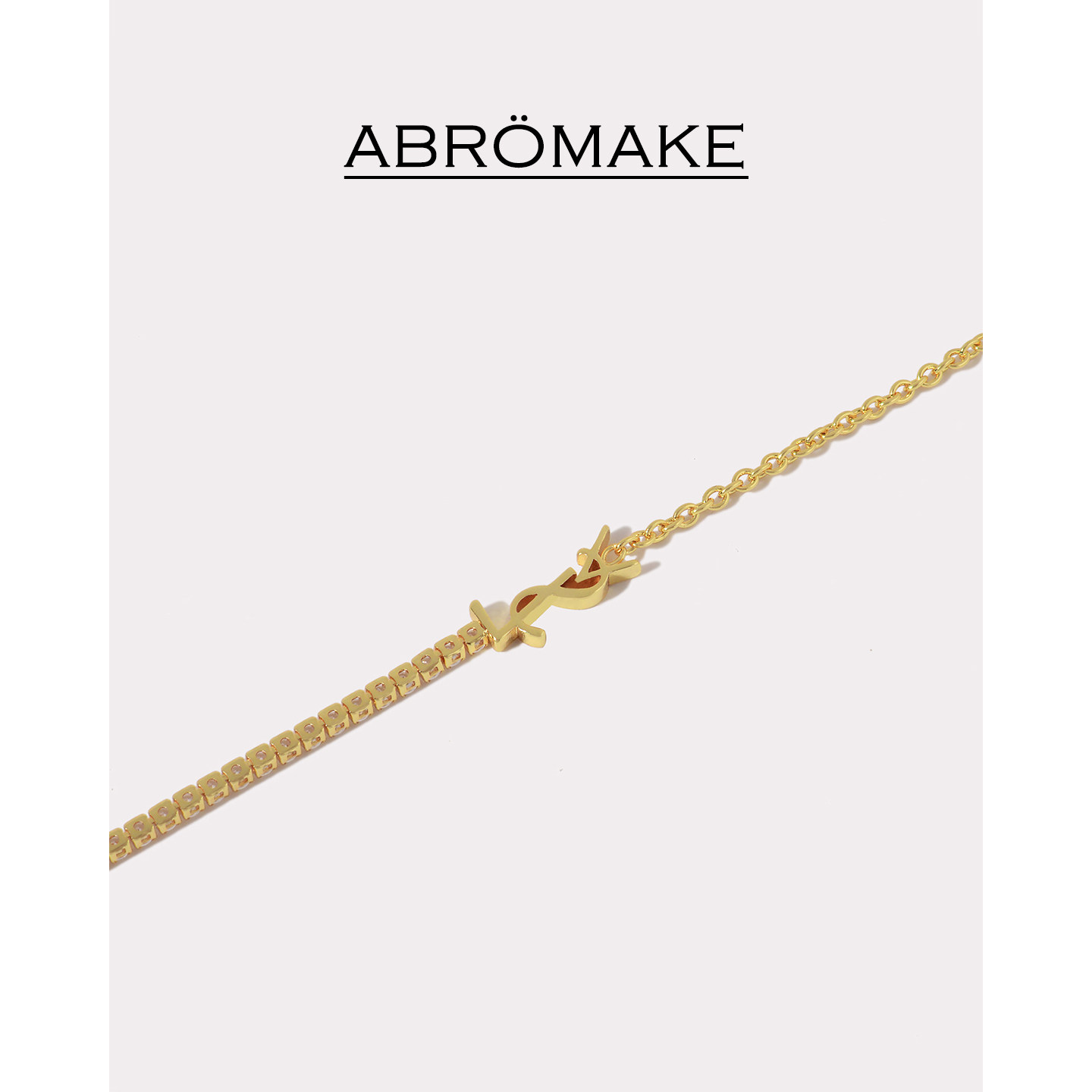 【ABROMAKE】 2026 новый браслет со стразами в виде букв, легкая роскошь, ощущение высокого класса, нишевые изысканные ювелирные изделия для женщин
