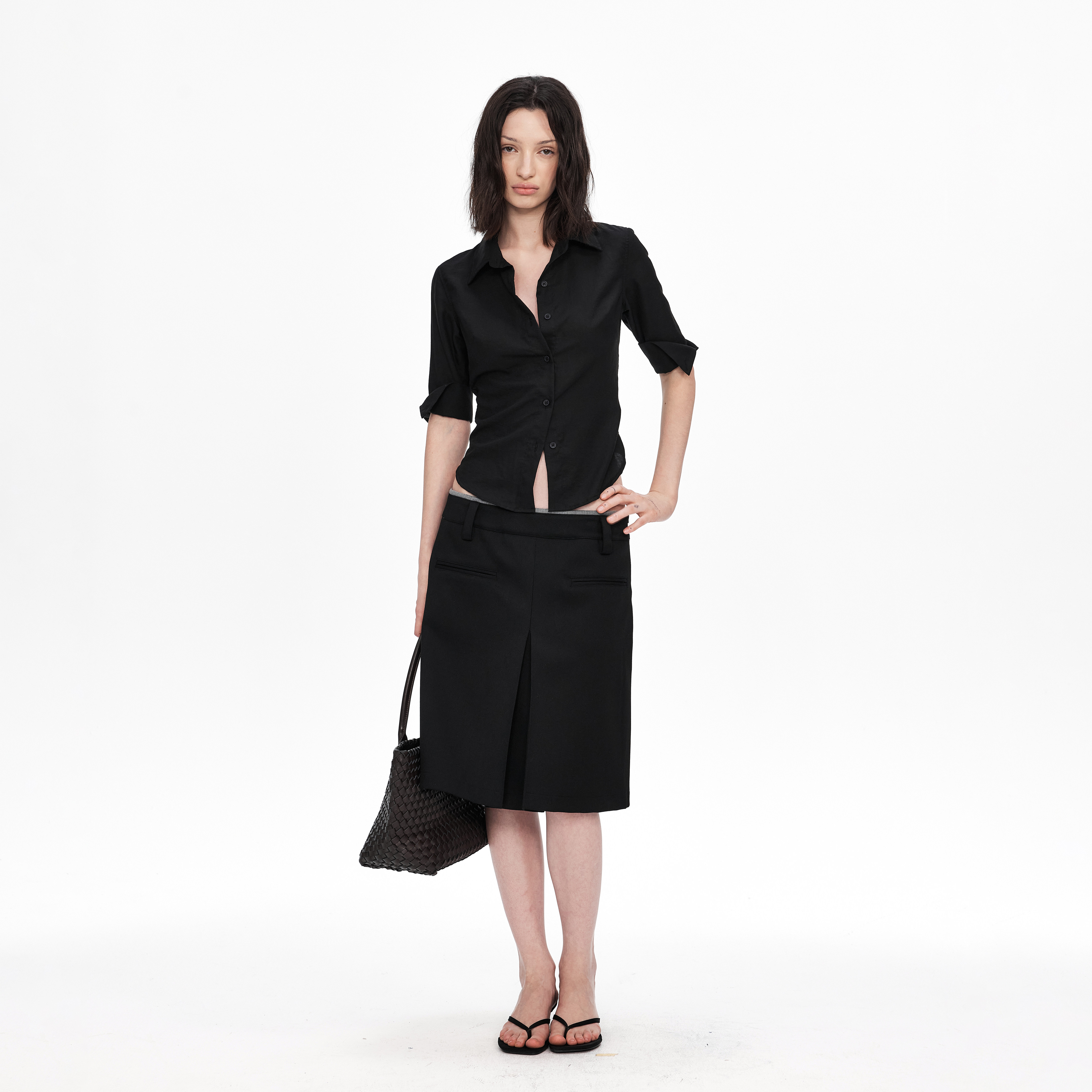 LABELROOM "Intellectual New Elite" Slim Fit Short-Sleeve Shirt for Women (Tencel Linen Cotton)