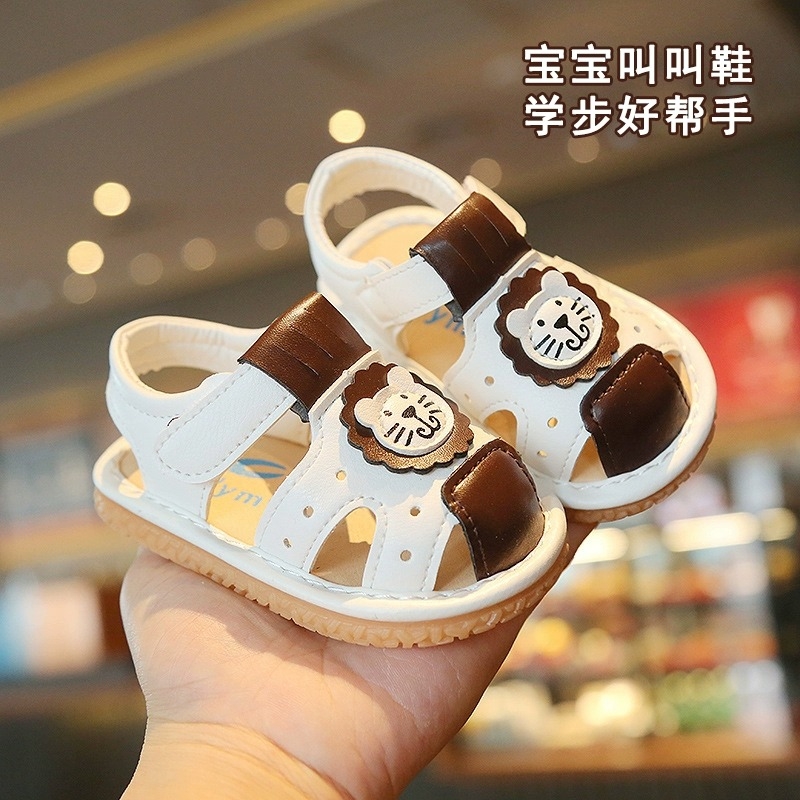 Детские сандалии летние на мягкой подошве baotou baby от 0 до 1 года для детей от 6 месяцев со звуком обувь для малышей будет кричать обувь