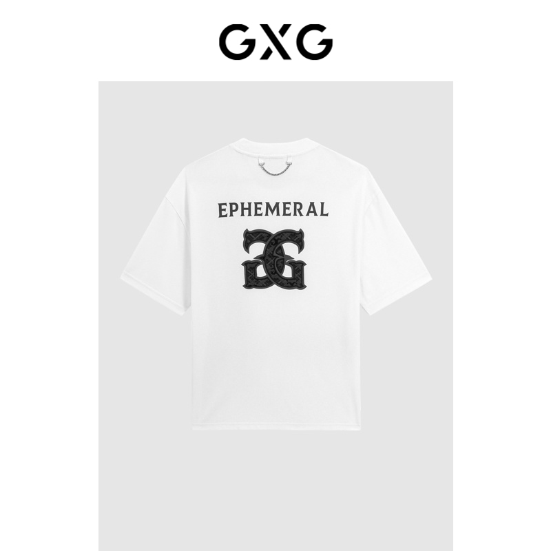 (Same style of Gong Jun) GXG mens clothing same white embroidered commuting T-shirt in mall G24X442054