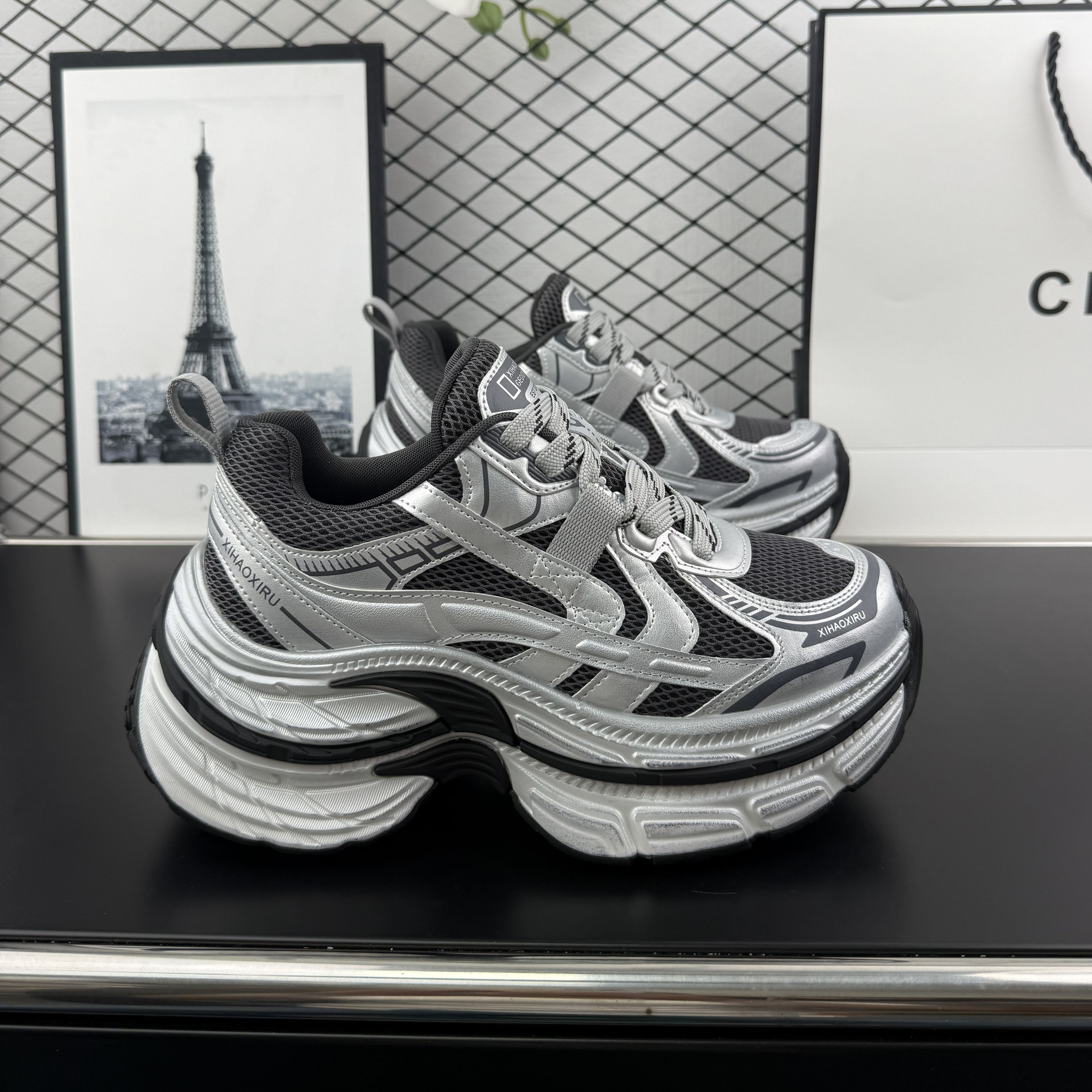 Европейские товары, женская обувь Paris daddy shoes длиной 7 см, 2026 г., на толстой подошве, на маленьком ультравысоком каблуке, старая спортивная обувь, меняющая цвет