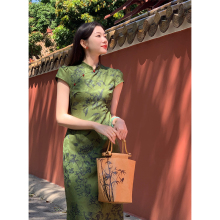 EIA Yiyao Danqingke New Chinese Jacquard Improvement Qipao Women's Spring Style Retro Short sleeved Dress