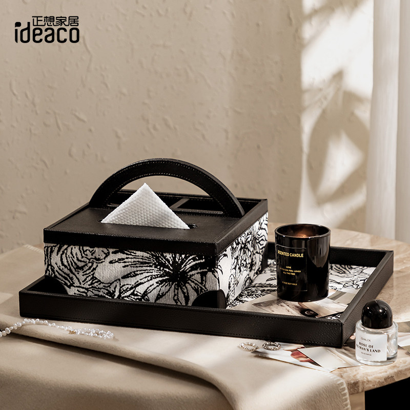 ideaco light luxury tissue box set высококачественный журнальный столик для гостиной из жаккардовой кожи, насосная коробка, ящик для хранения пульта дистанционного управления