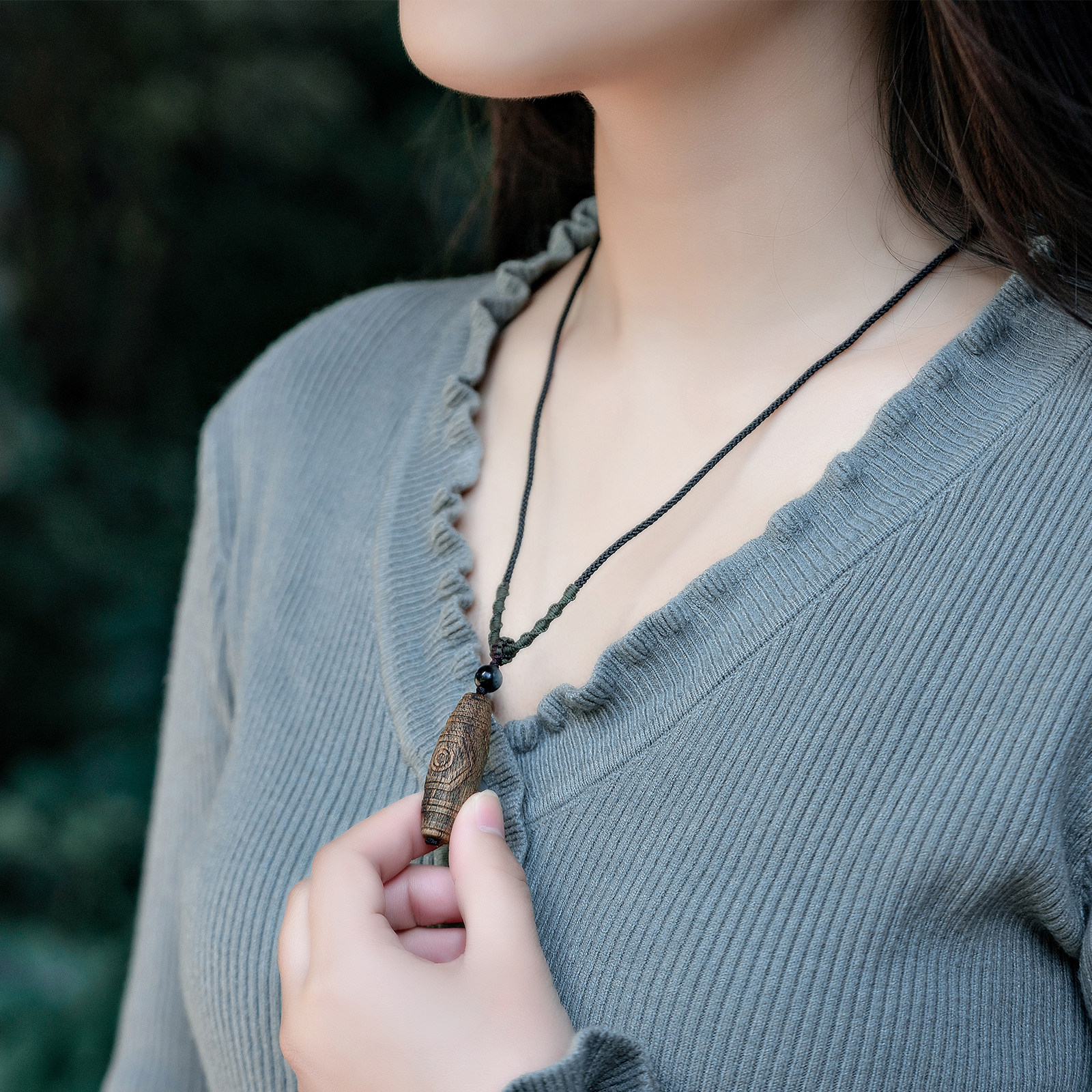 Натуральный Вьетнам, Нячанг, Байцинань, агаровое дерево, резное трехглазое небо, ожерелье из бисера, подвеска из погруженного в воду старого материала, подвеска Qi Nan