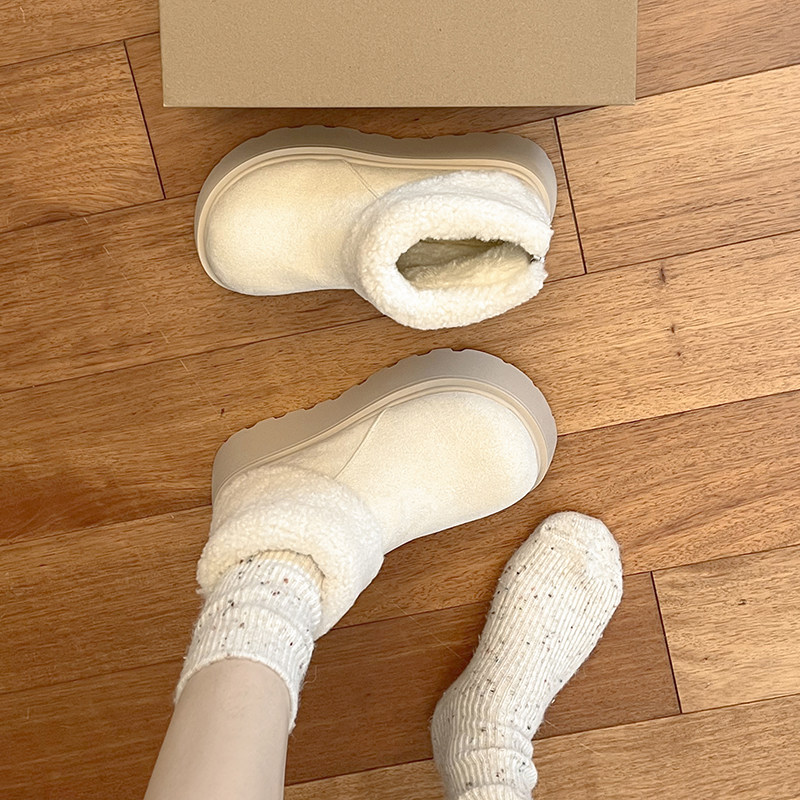 Женские зимние ботинки Northeast white heightening plus из бархата на толстой подошве 202...