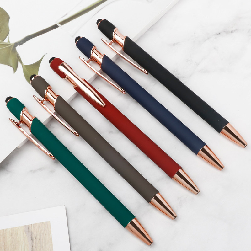 Аксессуары из розового золота Meiji pen металлическая нажимная ручка алюминиевый стержень шариковая ручка емкостный сенсорный экран подарочная рекламная ручка