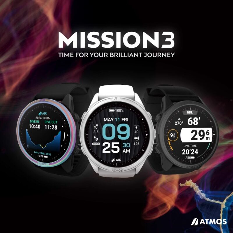 ATMOS MISSION 3 компьютерные часы для дайвинга с перезаряжаемым аквалангом, мобильное приложение для бесплатного дайвинга, ссылка на GPS