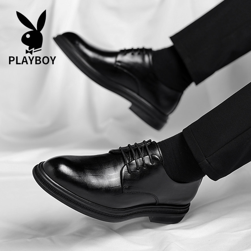 Мужская обувь Playboy; сезон весна-осень; деловая официальная кожаная обувь в британском стиле; новые мужские свадебные туфли для жениха из мягкой кожи увеличенного размера