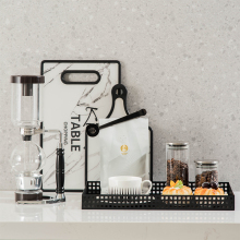 Black and white minimalist model room kitchen decorations paired with afternoon tea and coffee machine tray combination soft furnishings exhibition hall