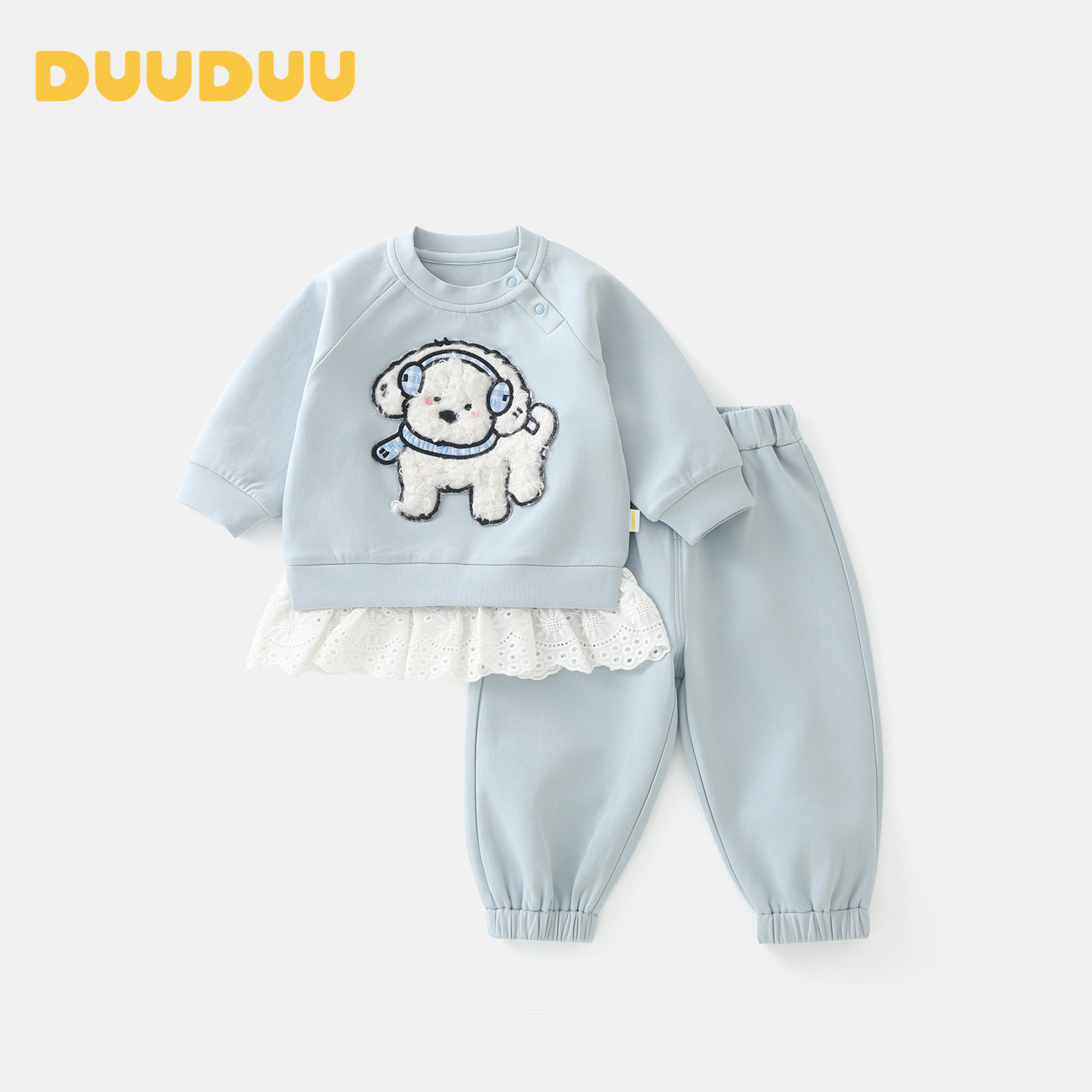 Детский костюм с героями мультфильмов DUUDUU/ весенне-осенний свитер с длинными рукавами для маленьких девочек, детские леггинсы, осенний костюм-двойка
