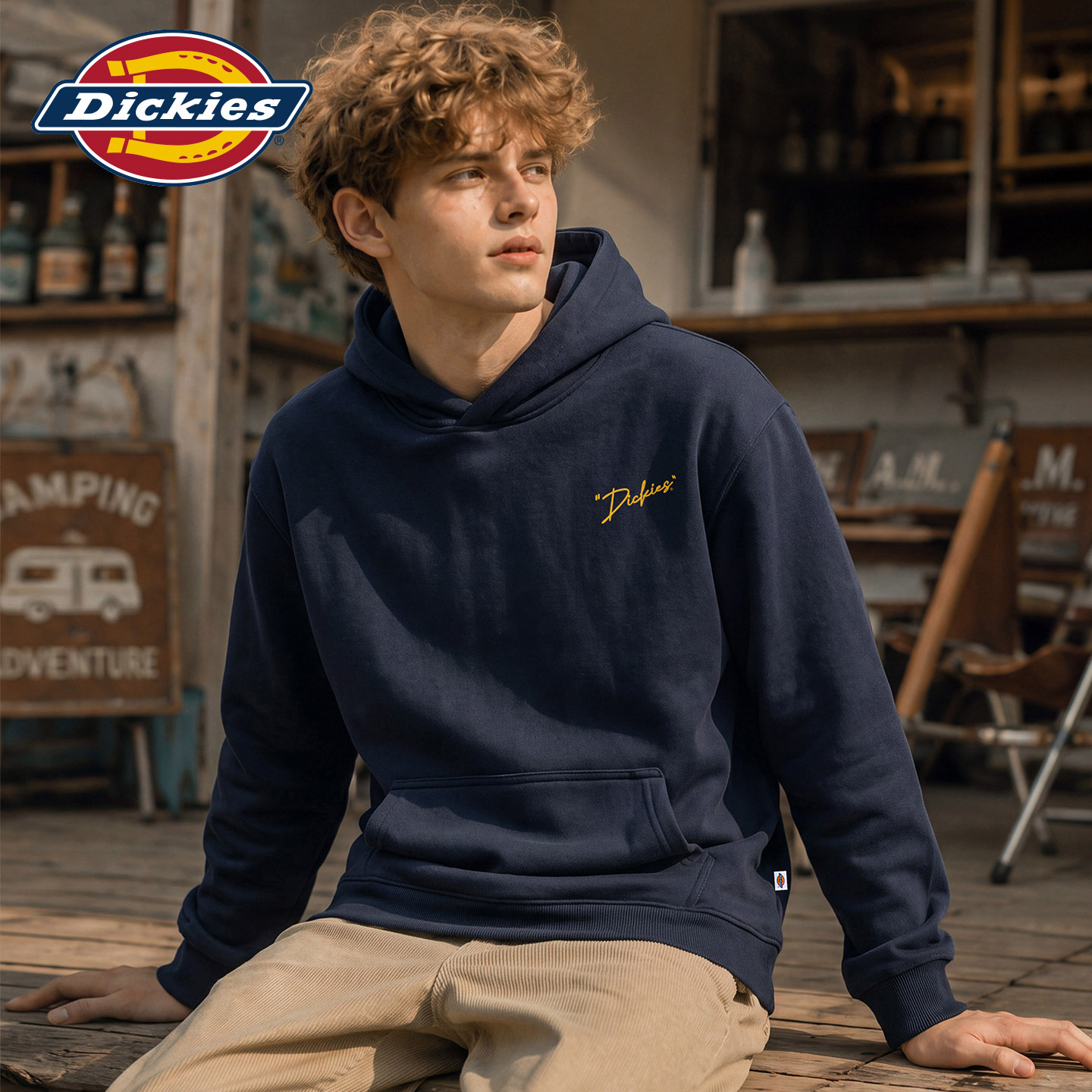 Dickies帝酷适潮牌休闲连帽卫衣男士秋冬新款简约宽松百搭上衣服Y