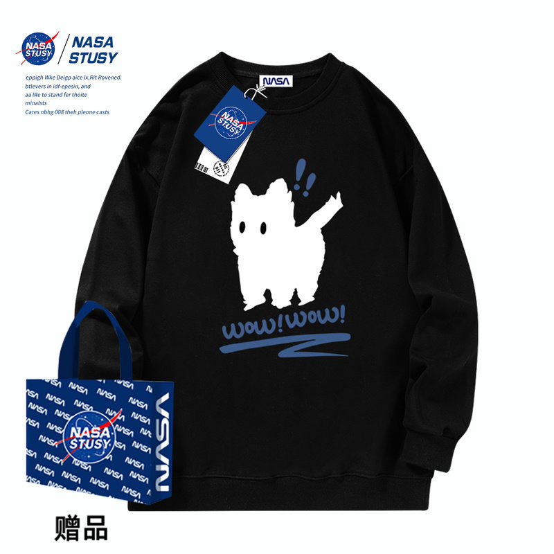 NASA STUSY American High Street, новинка 2026 года, весенне-осенний мужской свободный свитер для пары tide, брендовый свитер с круглым вырезом