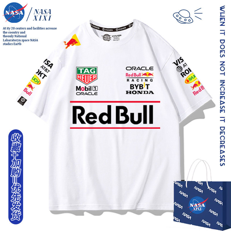 Мужская футболка NASA Red Bull team, новинка 2026 года, летняя американская одежда для гонок Формулы-1, свободная одежда для велоспорта с короткими рукавами