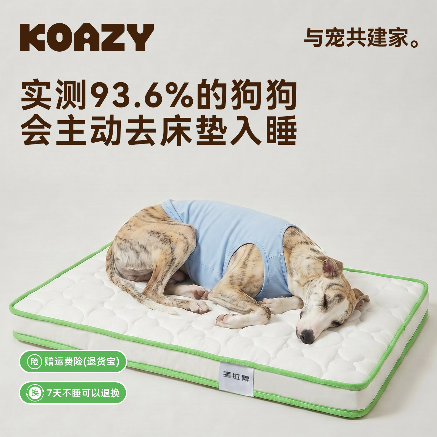 Матрас для уставшей собаки Koala в питомнике four seasons универсальный водонепроницаемый, съемный и моющийся с индивидуальной коррекцией...