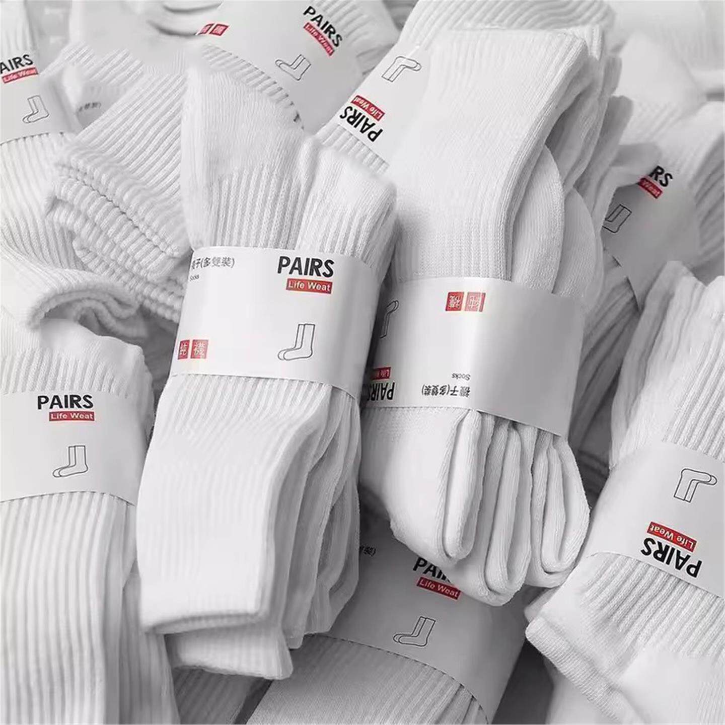 Discounted 30 pairs of socks for spring and summer, versatile men's and women's mid length socks, long socks, anti odor, sweat absorbing, breathable youth sports socks
