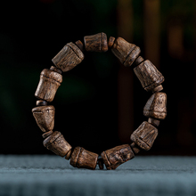 High quality natural Vietnamese Yazhuang agarwood bracelet carved bamboo bracelet for women and men, sugar knot shaped Buddha beads submerged in water