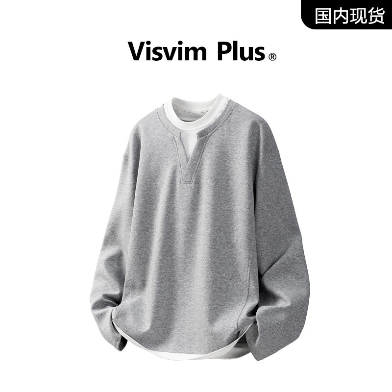 【品牌现货撤柜】VISVIM PLUS假两件圆领卫衣男秋冬打底衫长袖t恤