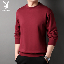 Playboy Heavyweight Pure Cotton Sweater Men's Spring and Autumn Round Neck Long sleeved T-shirt Casual Loose Bottom Top