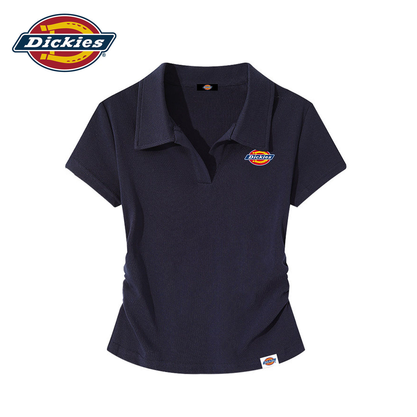 Dickies, темно-синяя американская футболка с короткими рукавами, женская летняя новинка 2026 года, модная футболка-поло для маленьких девочек, короткий топ