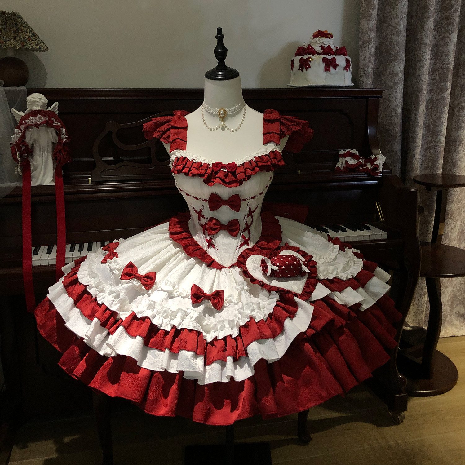 Strawberry Rhapsody Time Corridor Lolita Original Strawberry Cream Ballet Style Dress JSK In Stock Drop